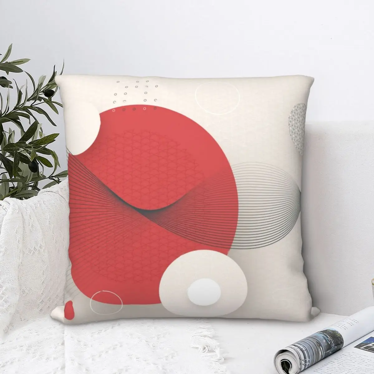 

Japanese Style Square Pillowcase Cushion Cover Creative Zip Home Decorative Polyester for Home Simple 45*45cm
