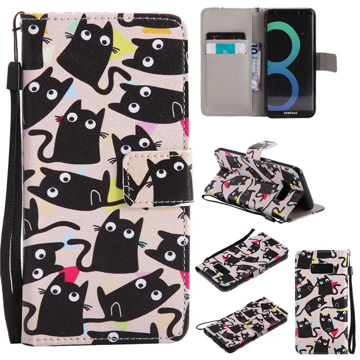 Kitten Милый кожаный чехол-книжка для Funda samsung Galaxy S8 S9 Plus S7 S6 Edge чехол с кошкой и деревом для глаз чехол-кошелек с подставкой и отделением для карт P06F - Цвет: Kitten