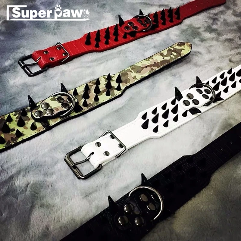 Прочный заклёпный ошейник для собак с острым шипами кожаный поводок щенков