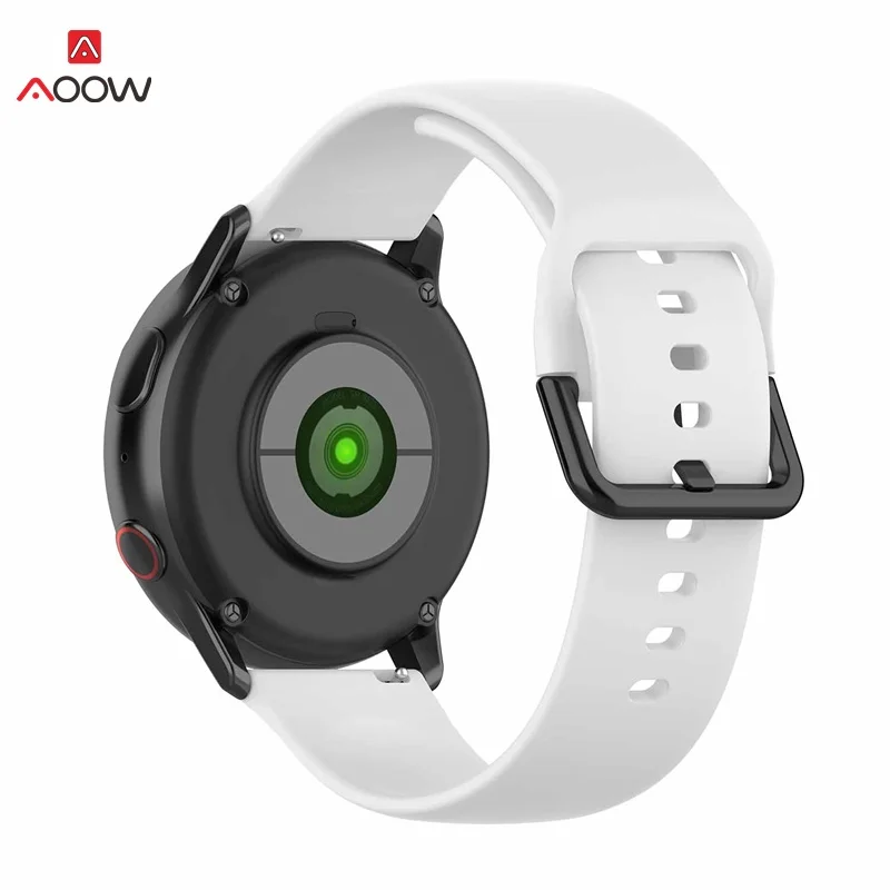 AOOW 20 мм ремни для samsung Galaxy Active 2 R830 R820 R500 Spor черный браслет с пряжкой ремешок для Galaxy Watch 42 мм gear S2