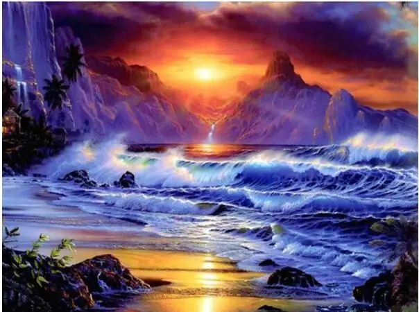 

Квадратные алмазы 5D, «сделай сам», алмазная живопись, «красивый вид моря», вышивка крестиком стразы, мозаичная живопись