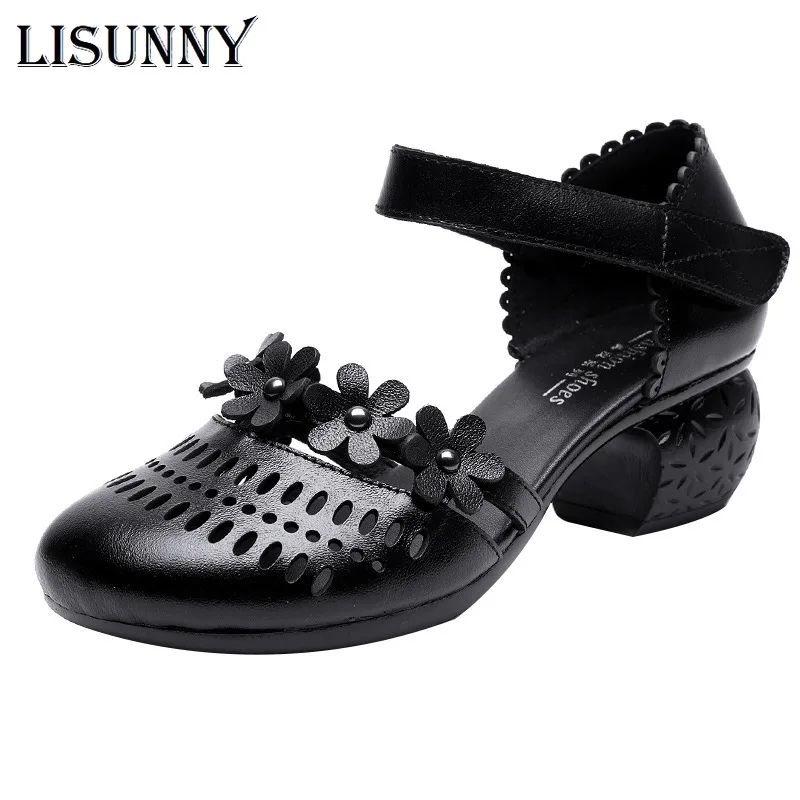 Женские босоножки из натуральной кожи LISUNNY летняя нескользящая обувь на