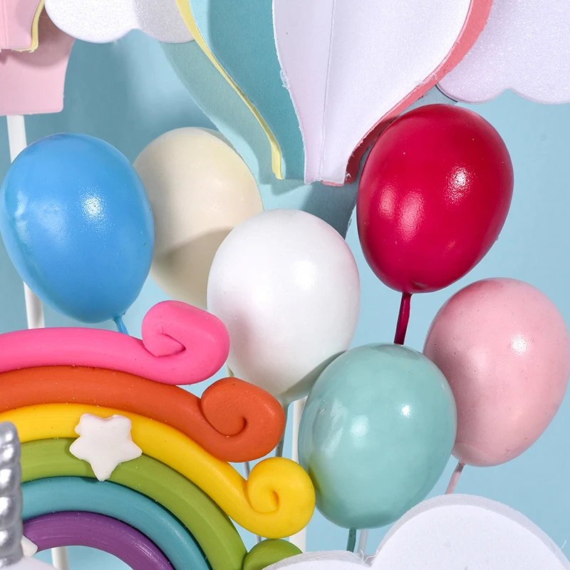 Cakesmile Rainbow Unicorn Cake Topper Cloud Flags Birthday Kids Favors Decoration Cupcake for Wedding Dessert | Дом и сад