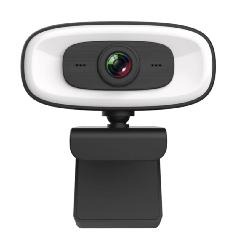 

T3LB 2K Fill Light Webcam with Microphone Speaker 180° Wide-Angle 360° Rotation USB Plug＆Play for Live Streaming Recording