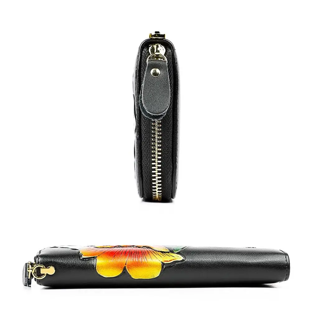 Leather Rfid Wallet Women Card Wallet Holder Ladies Wallets Womens Zipper Clutch Bag Handbag Credit Card Holder Cell Phone Purse