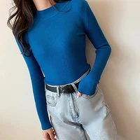 womens sweaters half turtleneck sweaters autumn and winter korean knit sweaters warmth slim pullovers high stretch casual women