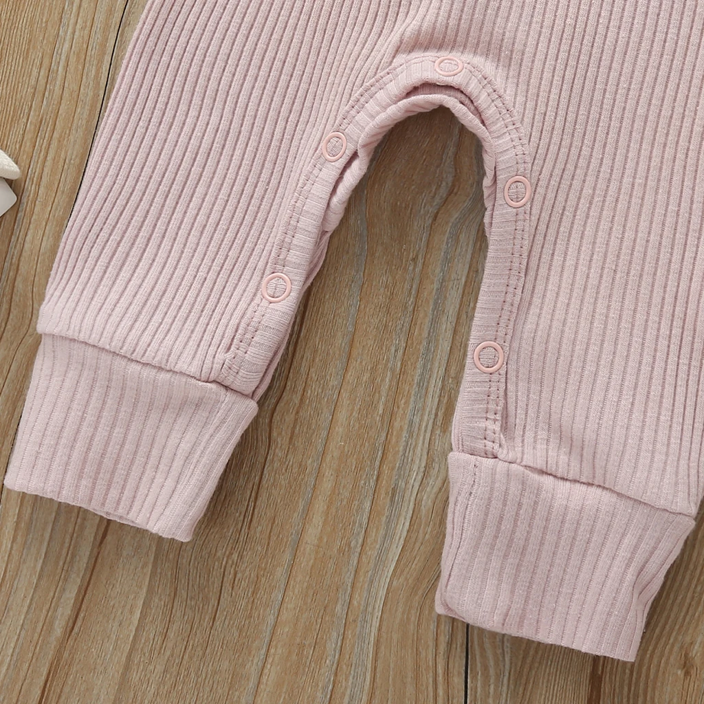 

2020 Autumn Baby Clothing Newborn Infant Baby Boys Girls Clothes Cotton Romper Knitted Ribbed Jumpsuit Solid Clothes Warm Outfit