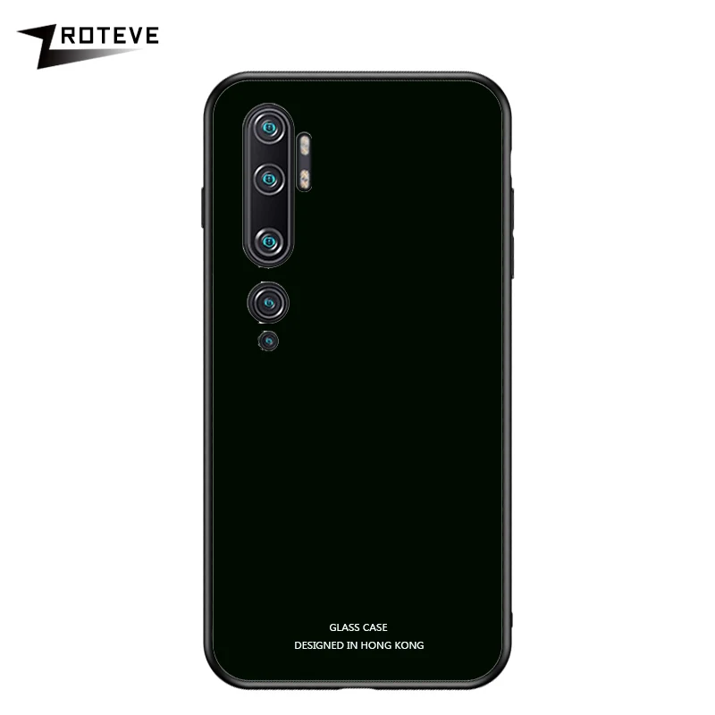 Solid Black Note 10 Pro Чехол Zroteve силиконовая рамка стеклянная крышка для Xiaomi mi Note 10 чехол обесцвечивающее стекло задняя крышка Xia mi Xio mi Note 10 - Цвет: Solid Black