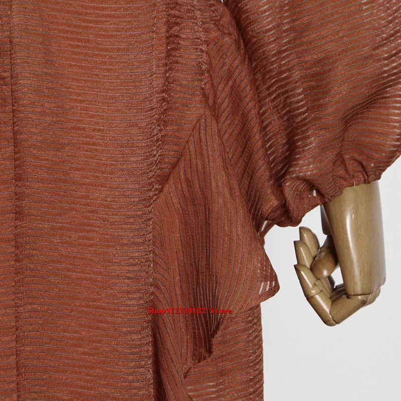 

2021 New Women's Dress With Ruffle Stitching V-Neck Slim Waist Asymmetric Long Sleeve Color Matching Long Dress