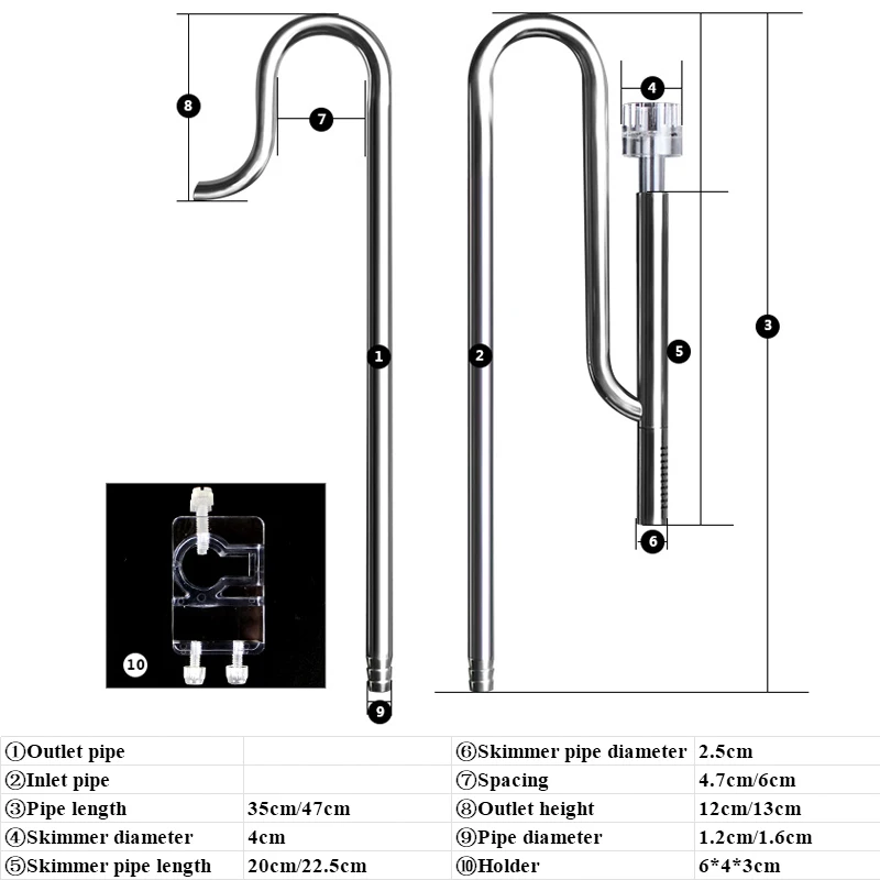 Аквариумная водопроводная труба из нержавеющей стали с системой фильтрации