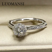 luomansi really s925 sterling silver jewelry 1 carat sun flower shape moissanite ring for women wedding party with certificate