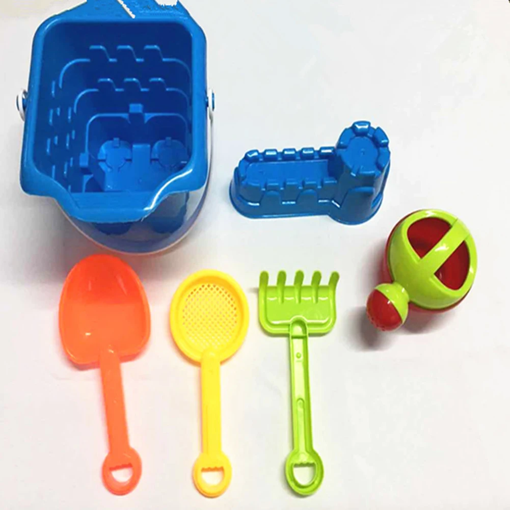 

Children's Large Beach Bucket 6-piece Set With Tool Shovel Parent-child Play In The Sand Interactive Beach Tools Beach Toys