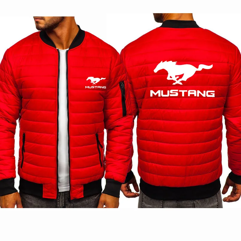 

Men's Hoodie Cotton wool hoodie Mustang Car Logo printing Winter fleece padded warm jacket Men's Hoodie Zip Jacket