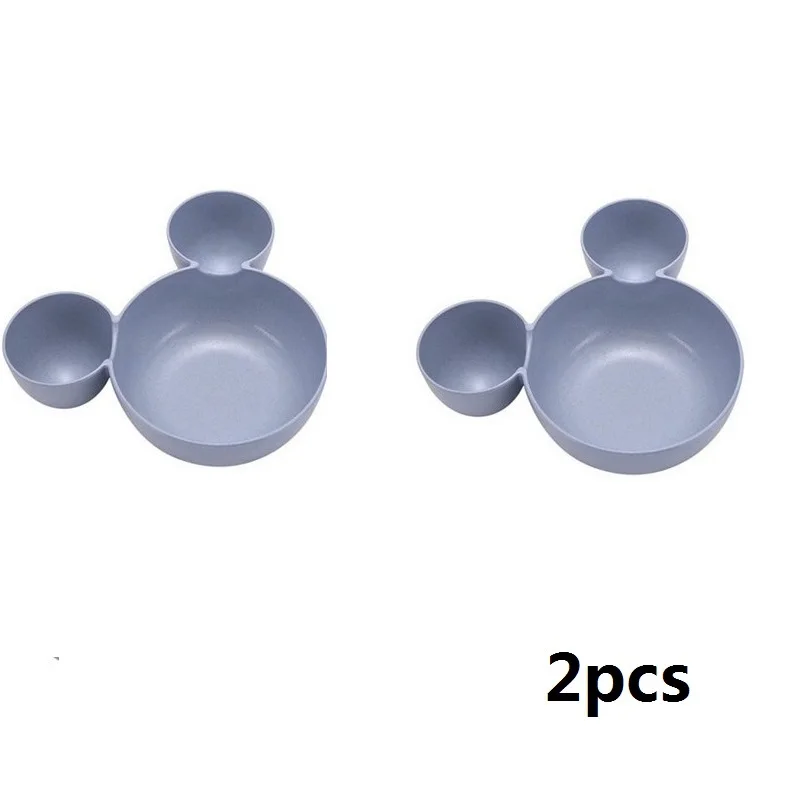 2pcs blue bowl 2PCS/Set Children Baby Cartoon Mouse Mickey Bowl Dishes Plate Infant Rice Feeding Bowls Plastic Snack Plate Tableware Lunch Box - Цвет: 2pcs blue bowl