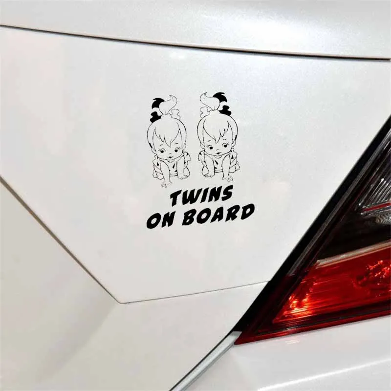 

13x15CM BABY TWINS ON BOARD Car Decal Vinyl Sticker Black/Silver