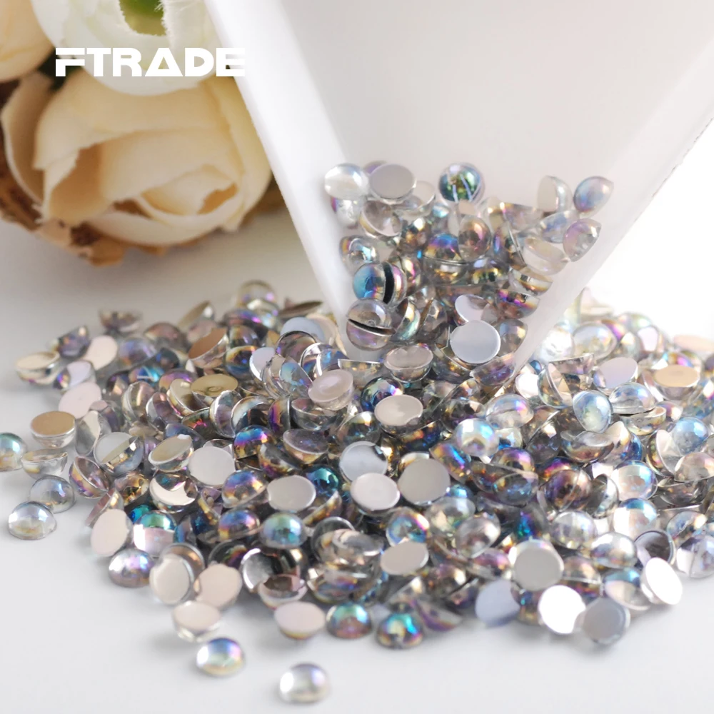 

Акриловые круглые 3D Стразы для дизайна ногтей 4 мм, стразы с кристаллами AB, цветные стразы без горячей фиксации, стразы для искусственных эле...