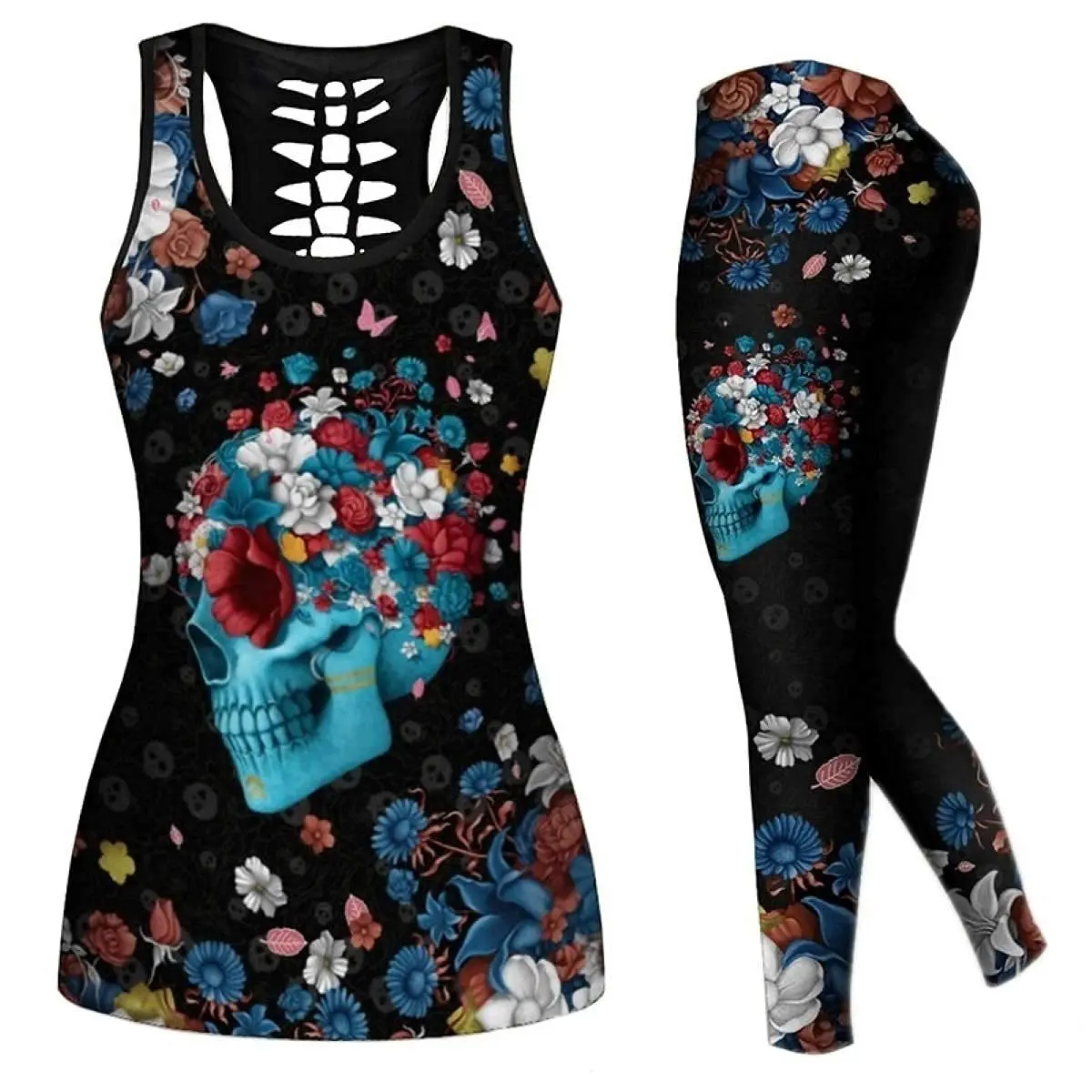 

Ladies printed hot running yoga suit tracksuit high waist fitness pants Harajuku tracksuit gym workout suit sexy 2 piece 2021