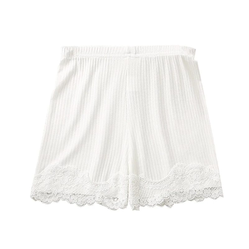 Летние детские леггинсы для девочек удобные короткие штаны однотонные кружевные