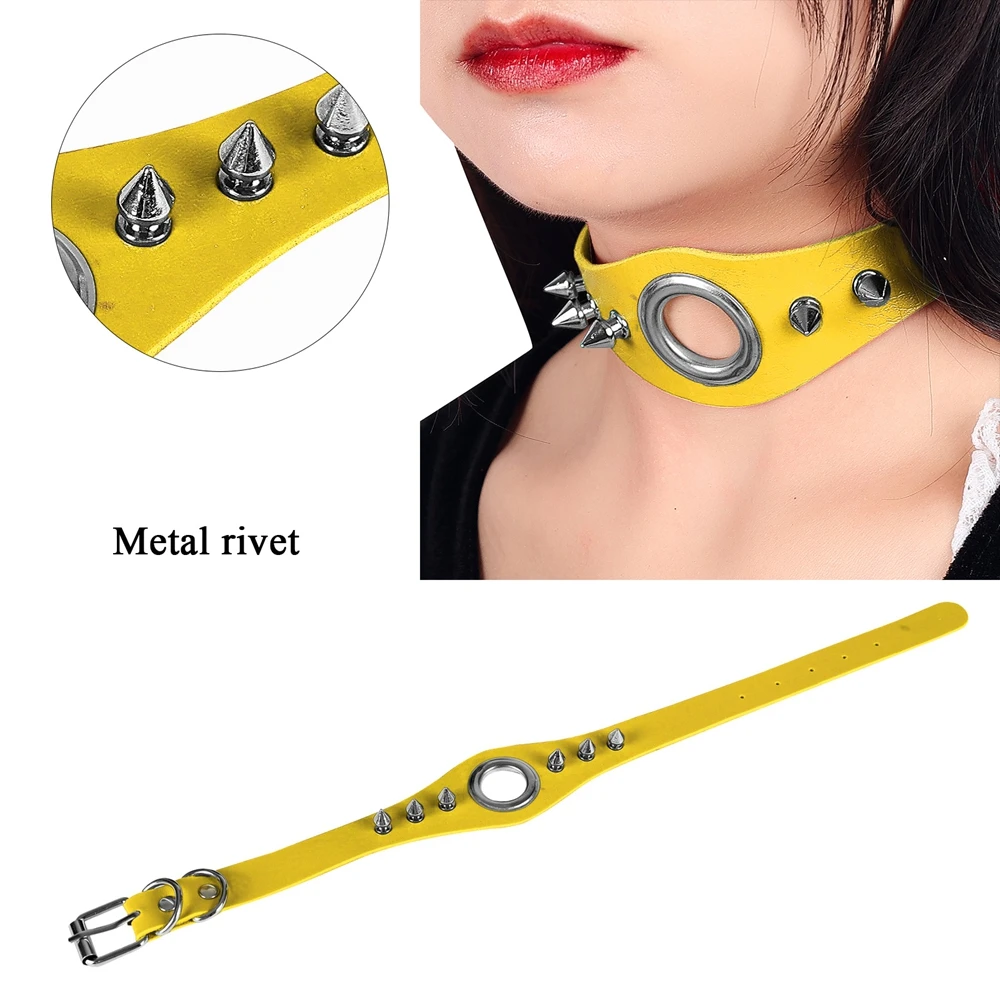 Ожерелье в стиле рок кожаный ошейник Модный женский колье Харадзюку сексуальные