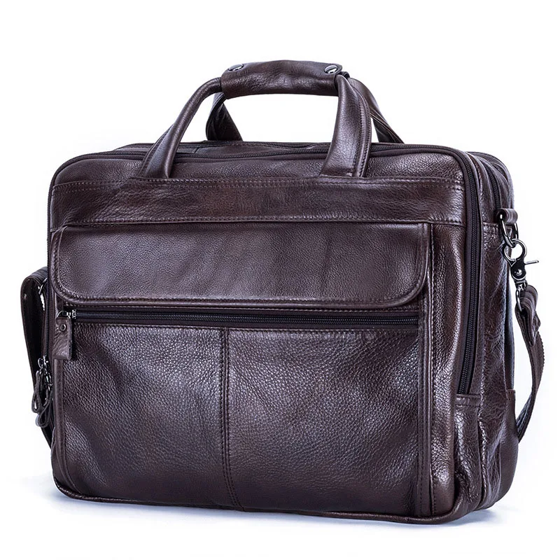 Retro Men's Genuine Leather Briefcase Messenger Bag for Male 14'' Laptop Bag Men's Briefcases Office Business Tote for Document