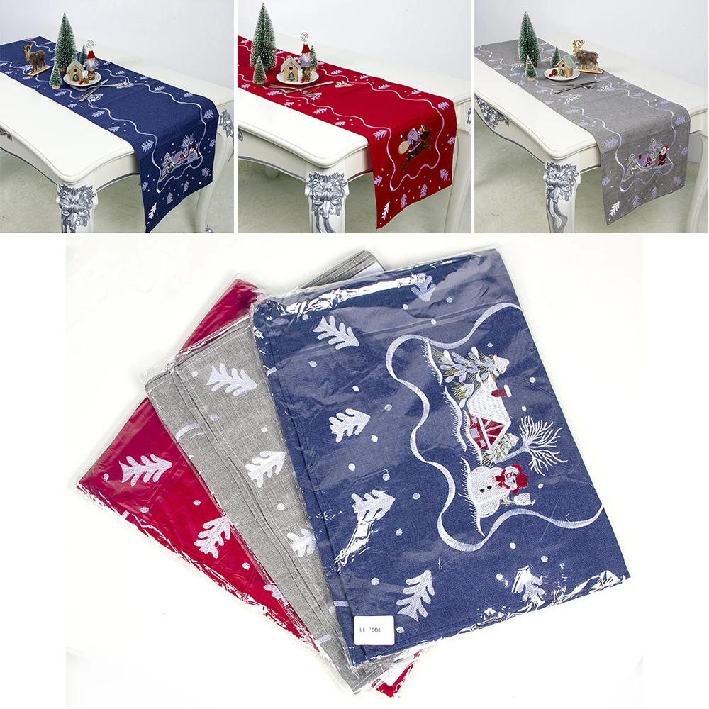 

Christmas Table Cloth Cover Rectangle Embroidered Runner Room Dining Tablecloth Table Home Party Xmas Decor Cloth Tablecloth