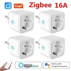 ZigBee Smart Plug ЕС 16A адаптер Мощность монитор таймер розетка пульт дистанционного управления Управление Tuya Беспроводной выход для Alexa Google домашний помощник