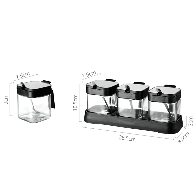 

1/3pcs Kitchen Seasoning Box Combination Seasoning Jar Glass Salt Shaker MSG Seasoning Box Dried Grains Tank OilBbottle Set