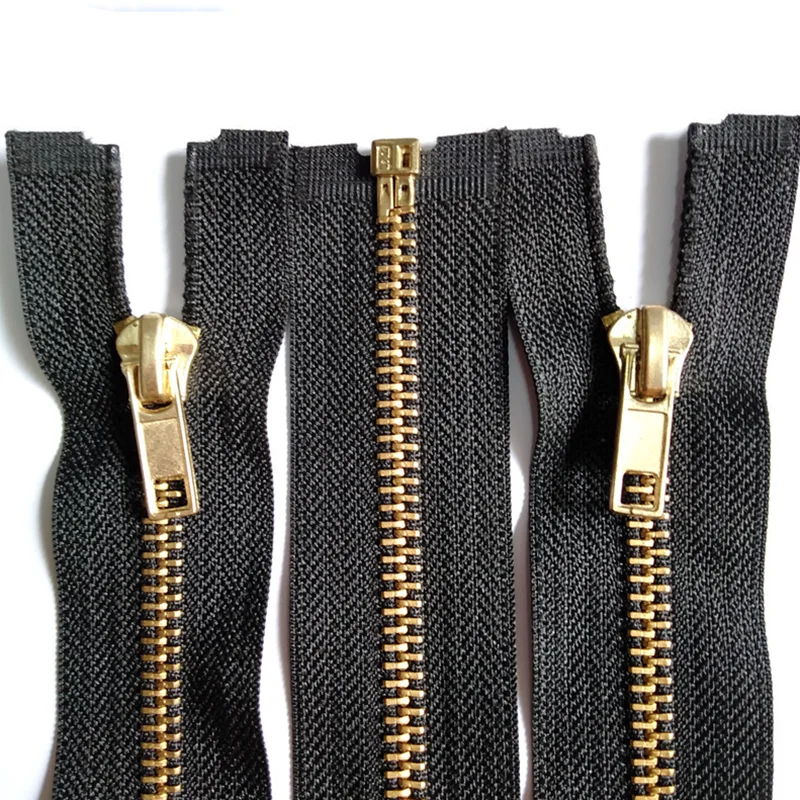 Молния с открытым концом из латуни и металла 5 шт. # ( 30 60 см) черная нейлоновая