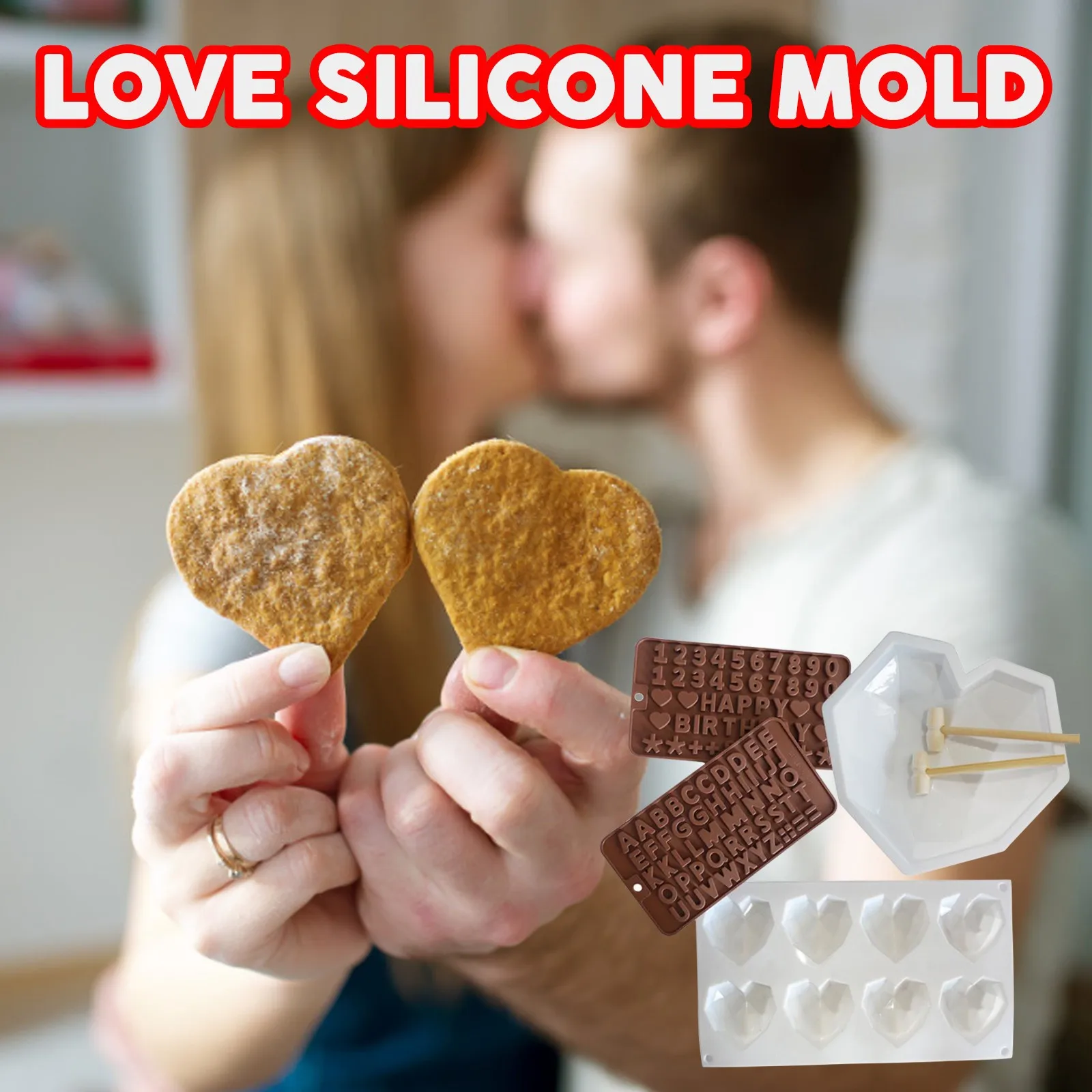 

Valentijnsdag Mold Heart Mold Voor Bakken Chocolade Bakken Tools Voor Cakes Mold Diy Siliconen Mal Set Pan Siliconen mold Cake