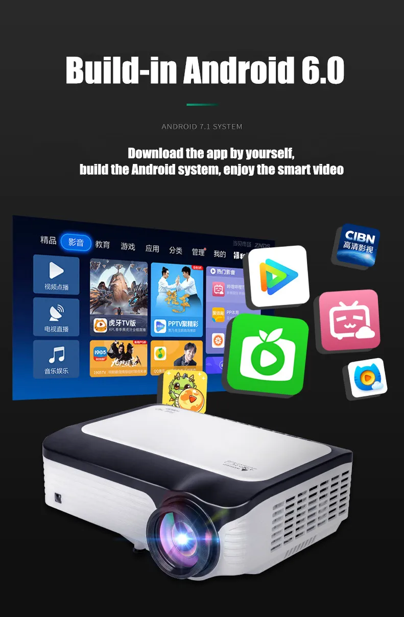 Мини DLP портативный Projetor Android tv СВЕТОДИОДНЫЙ HD 1080p умный проектор домашний кинотеатр 2D до 3D проектор для видео телефона