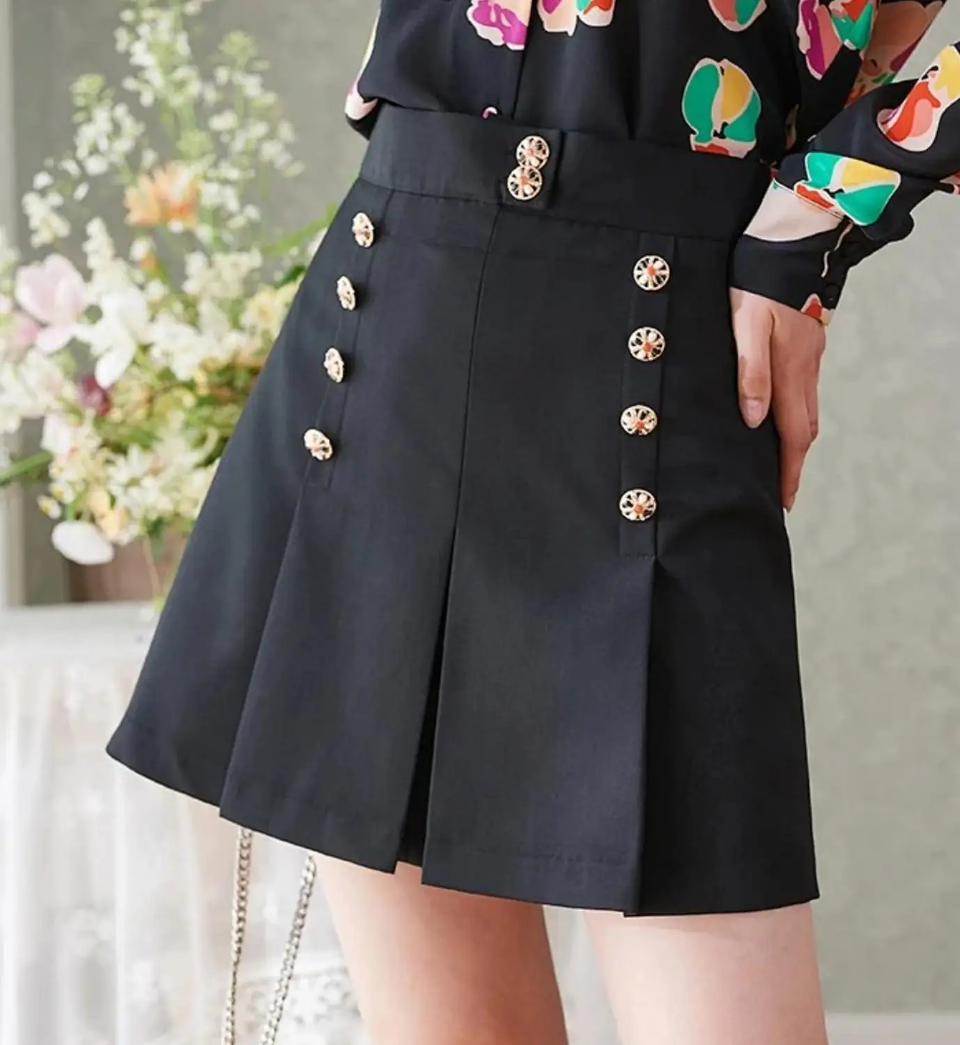 Повседневная Женская юбка с высокой талией двубортная приталенная мини