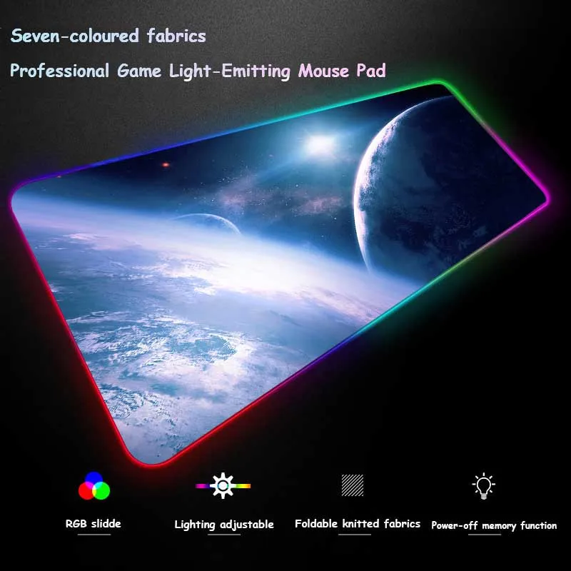 XGZ большой коврик для мыши RGB черный с краями замка планетой HD земным узором