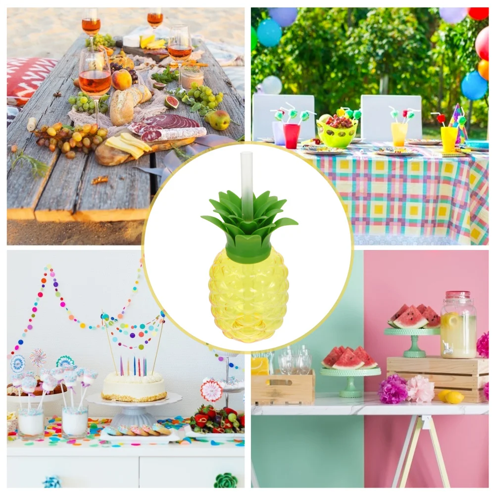 

4pcs Pineapple Cups with Straws Beach Cups Water Cups Party Favors