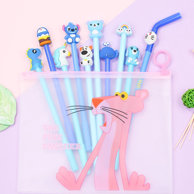 10 шт./компл. Новинка Kawaii гелевая ручка в виде фламинго Cute Stitch Alpaca Розовая пантера