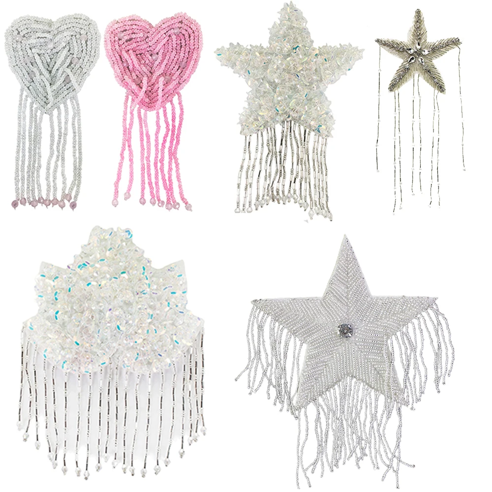 Ручные бусины звезда сердце блестки цветок бахрома плечевая доска аппликация