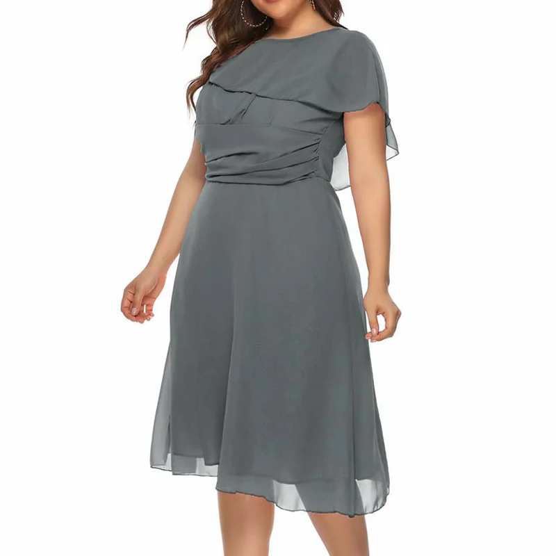 

2020 Summer Oversized Elegant Dress Women Slim Fit Big Size Dresses Female Party Dress Plus Size A Line Chiffon Dress Ladies