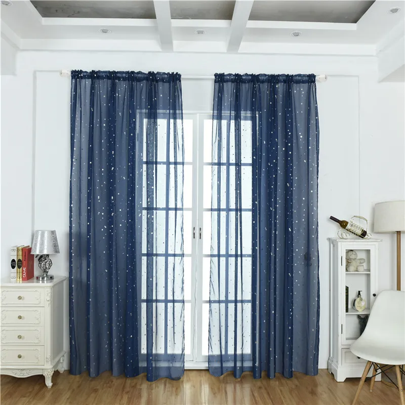

Shiny Yarn Star Tulle Curtains For Living Room Modern All-match With Window Drapes Sheer For The Bedroom