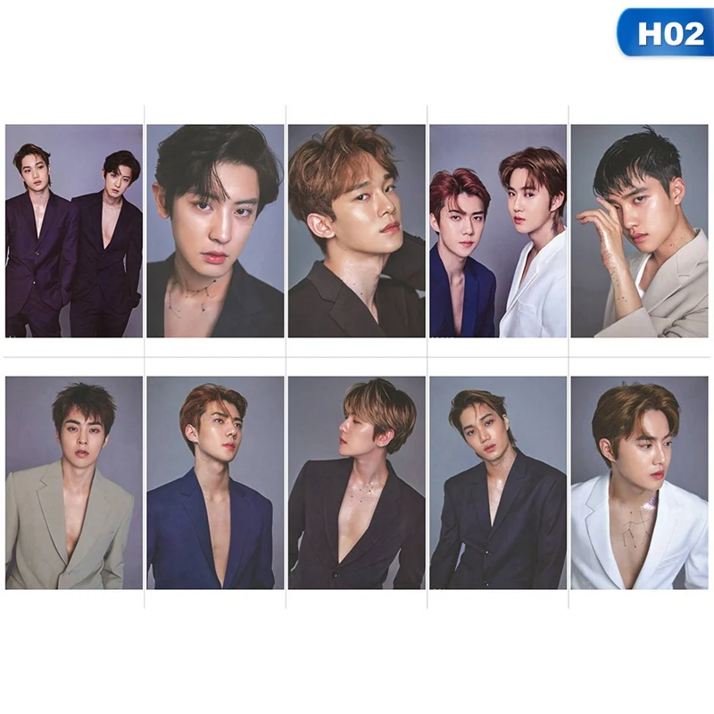 10 шт./компл. KPOP EXO 5-й альбом LOVE SHOT фотография карточка Хрустальная наклейка для