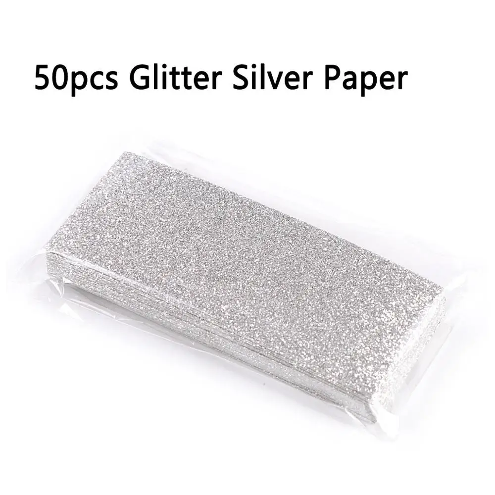 Silver Paper 50 шт. Блестящий Фон бумага для раздвижной чехол s профессиональная упаковка аксессуары для ресниц чехол - Цвет: Silver Paper