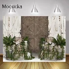 Зеленый весенний цветочный Портрет фон для фотостудии деревенская деревянная стена дети день рождения художественный фон ретро дверь Пасхальная фотография