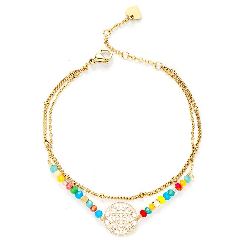 Wild &amp Free золото шарик из нержавеющей стали звено цепи браслеты для женщин 2 слоя