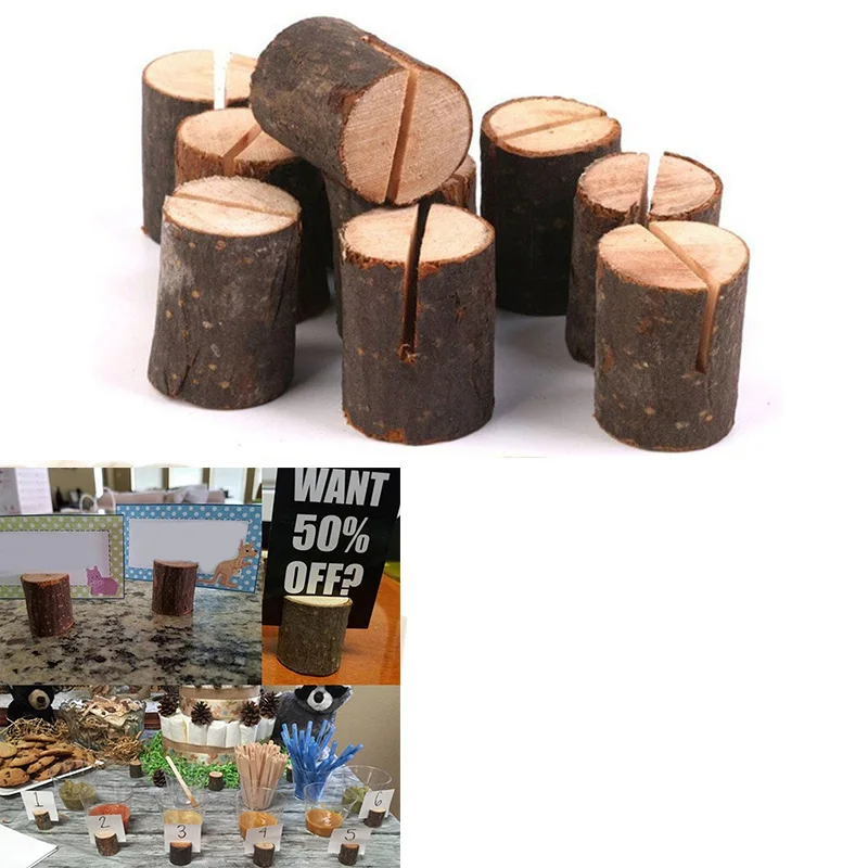50pcs Wooden Crafts Photo Clip Natural Name Tag Place-Holder Table Number Vintage Seat Card Wedding Party DIY Accessories | Дом и сад
