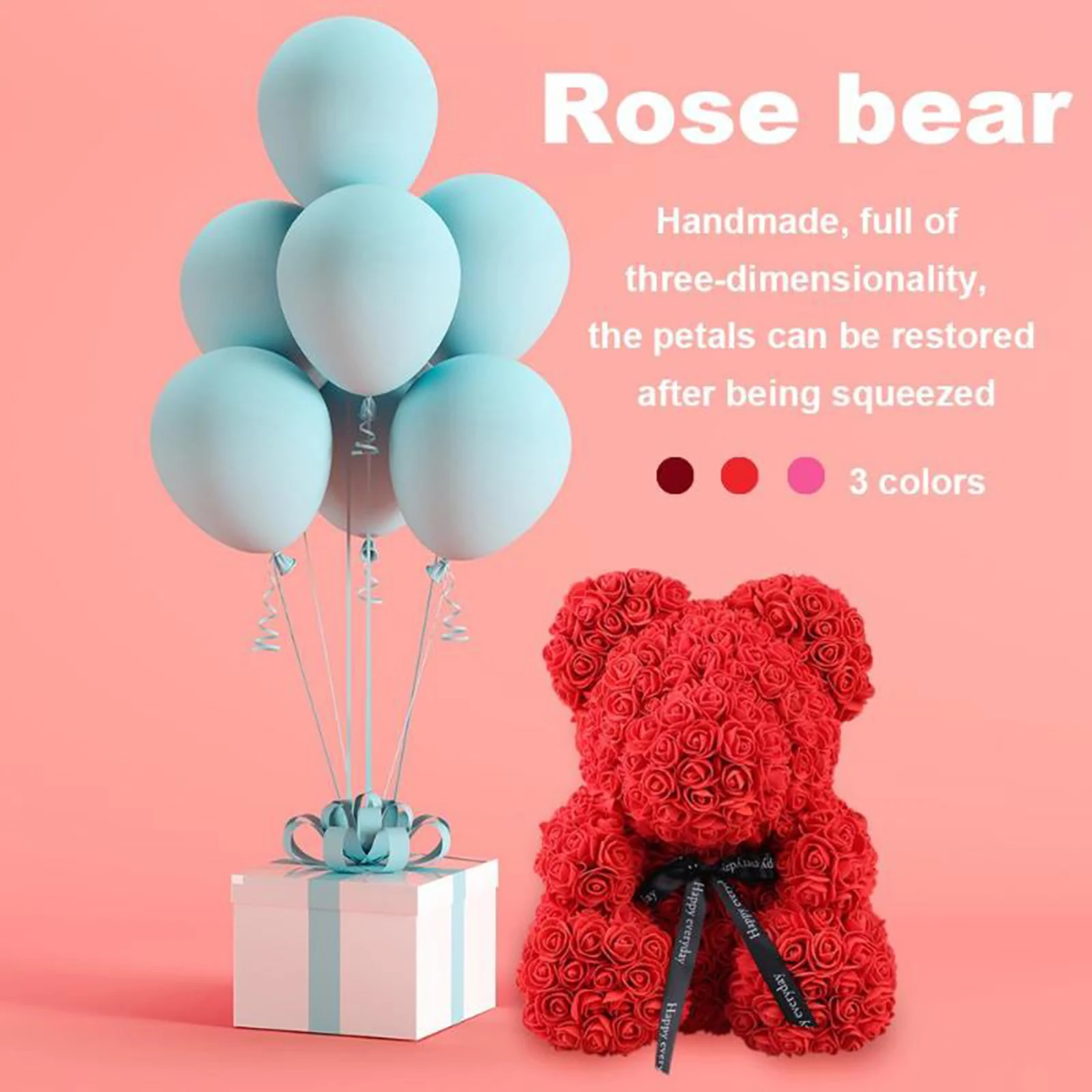 

Rose Bear Toy Flower Romantic Doll Gift For Birthday Party Valentine'S Day Wedding Creative Gift Friend Family Sweetheart