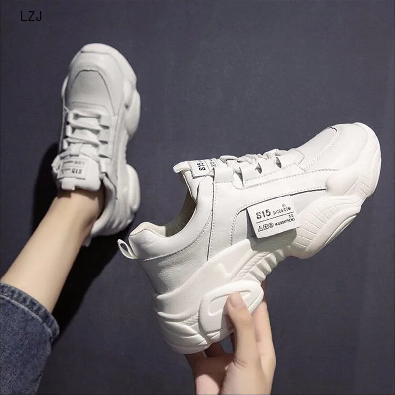 Женские кроссовки LZJ 2019 модные белые на платформе женская брендовая повседневная