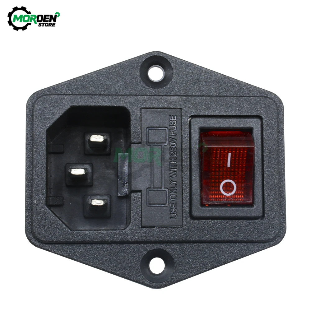 250V 10A электрической AC Мощность Разъем 3-контактный красный светодиодный кулисный