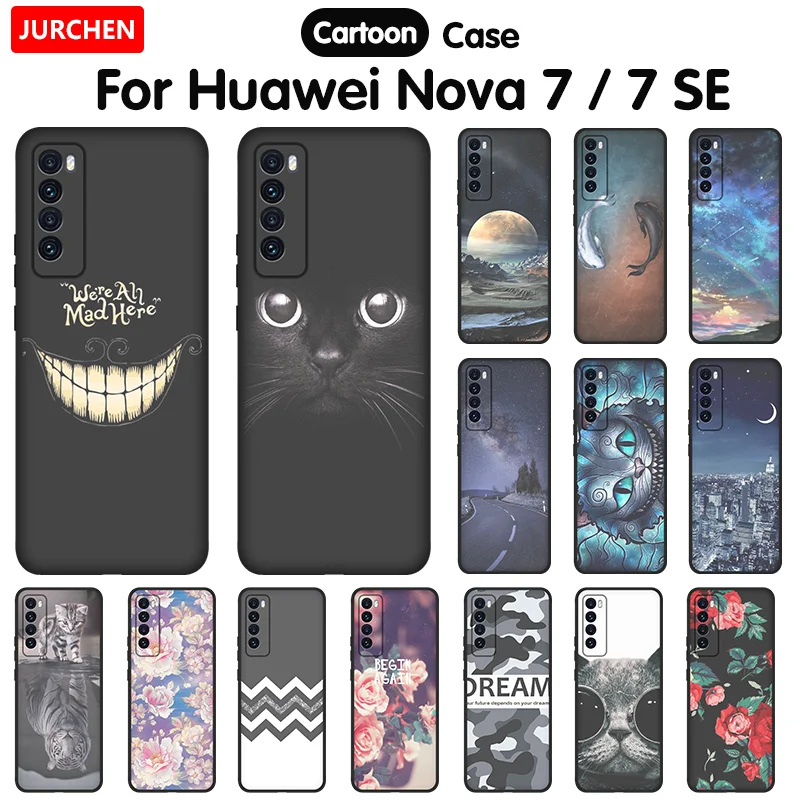Мягкий силиконовый чехол JURCHEN для Huawei Nova7 для Huawei Nove 7 SE, милый чехол с мультипликационным принтом для Huawei Nova 7 7SE, чехол для телефона