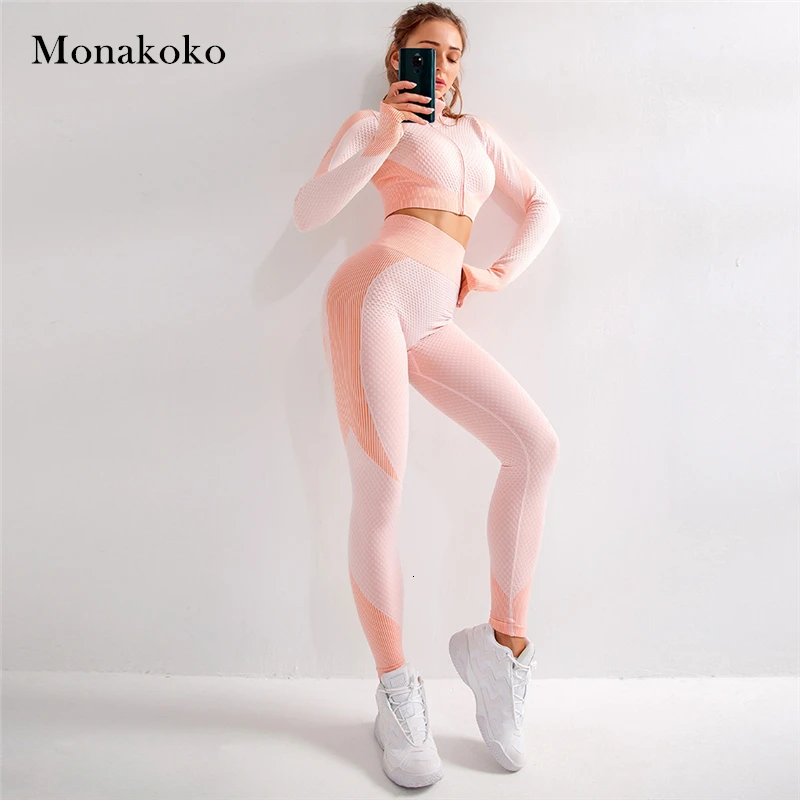 Женский хлопковый комплект для тренировок BOUSSAC из 2 предметов укороченный топ на