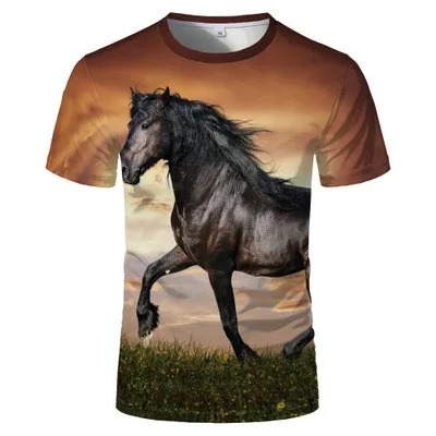 

Hot selling new Maxima 3D O collar men's shirt animal series horse head simulation European and American Harajuku sports t-shirt