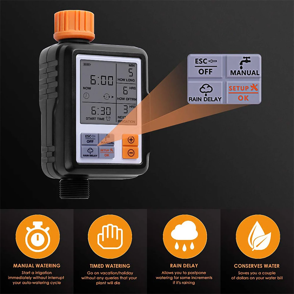 Автоматический таймер полива сада водонепроницаемый программируемый с ЖК