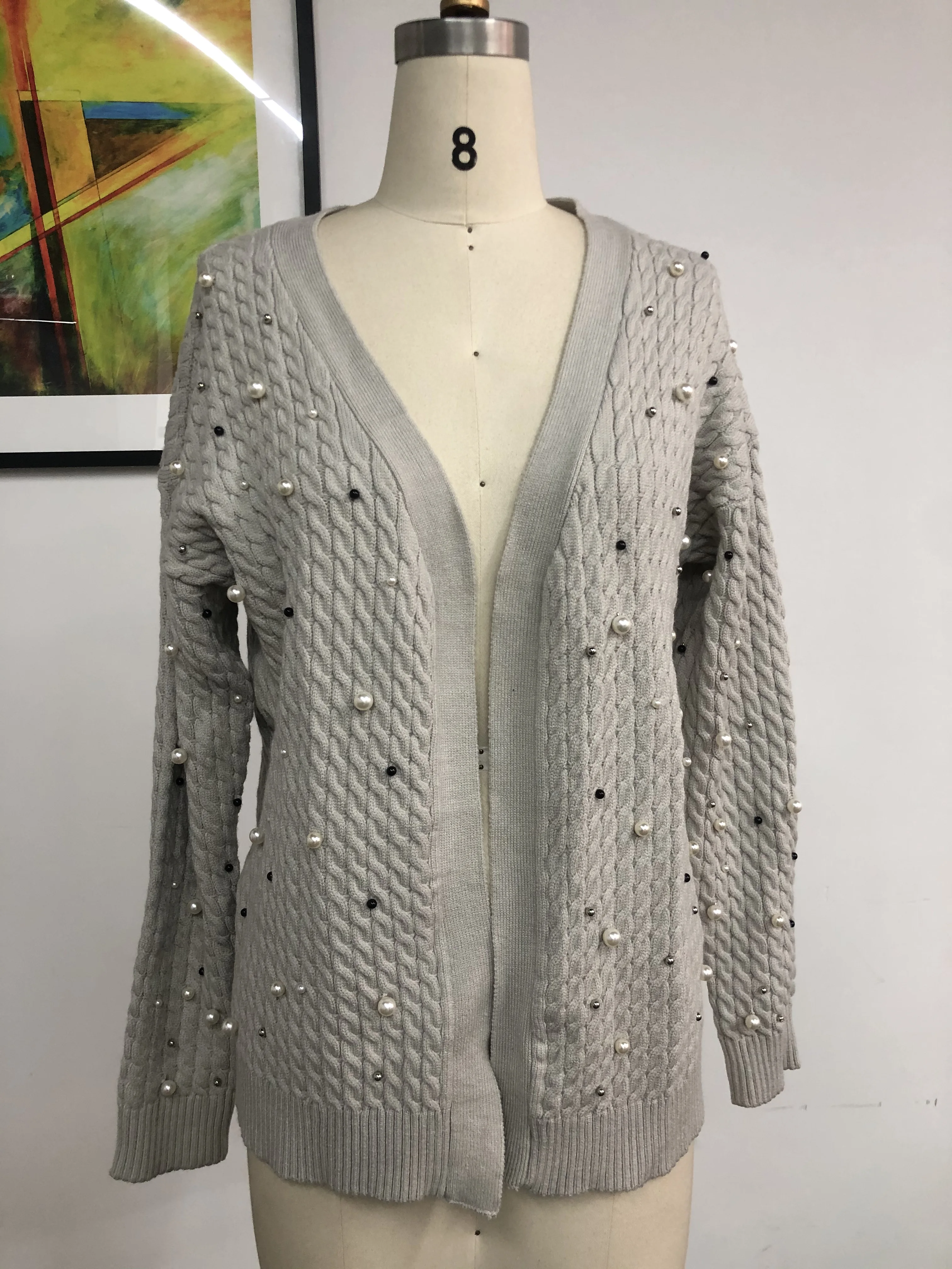 Дизайнерский кардиган с бисером женский свитер зима осень 2020 модный бренд